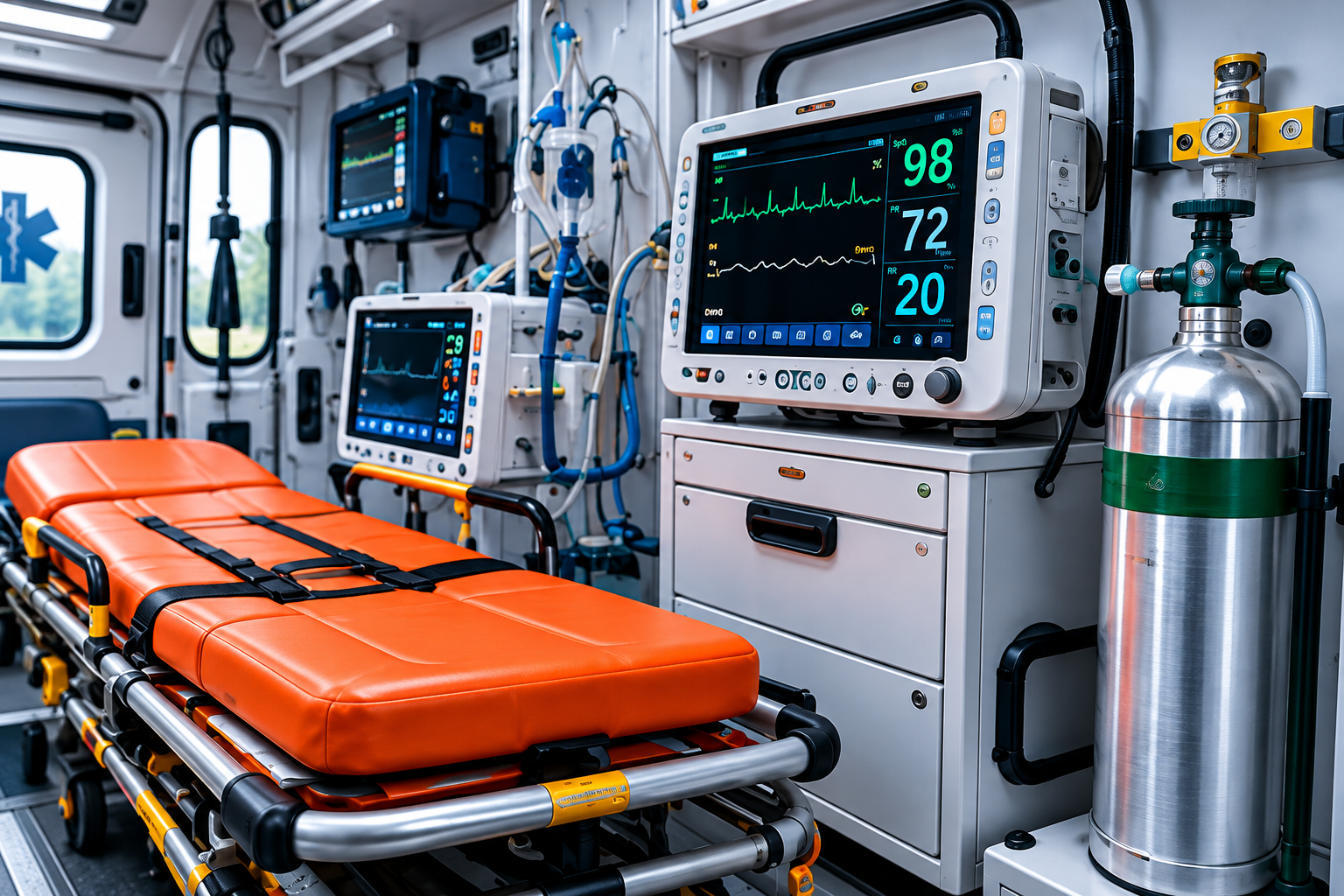 Medical equipment inside One8 road ambulance